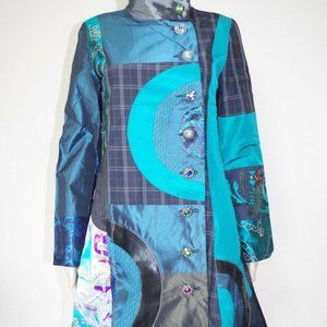 DESIGUAL Coat -  patchwork, jewelled buttons  NWT   Medium